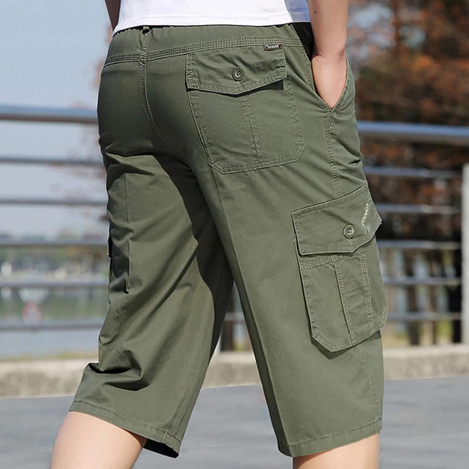 Ymosrh Army Shorts for Men Fashion Zipper Outdoors Pocket Shorts Sports Overalls Casual Pants Mens Kakies Shorts