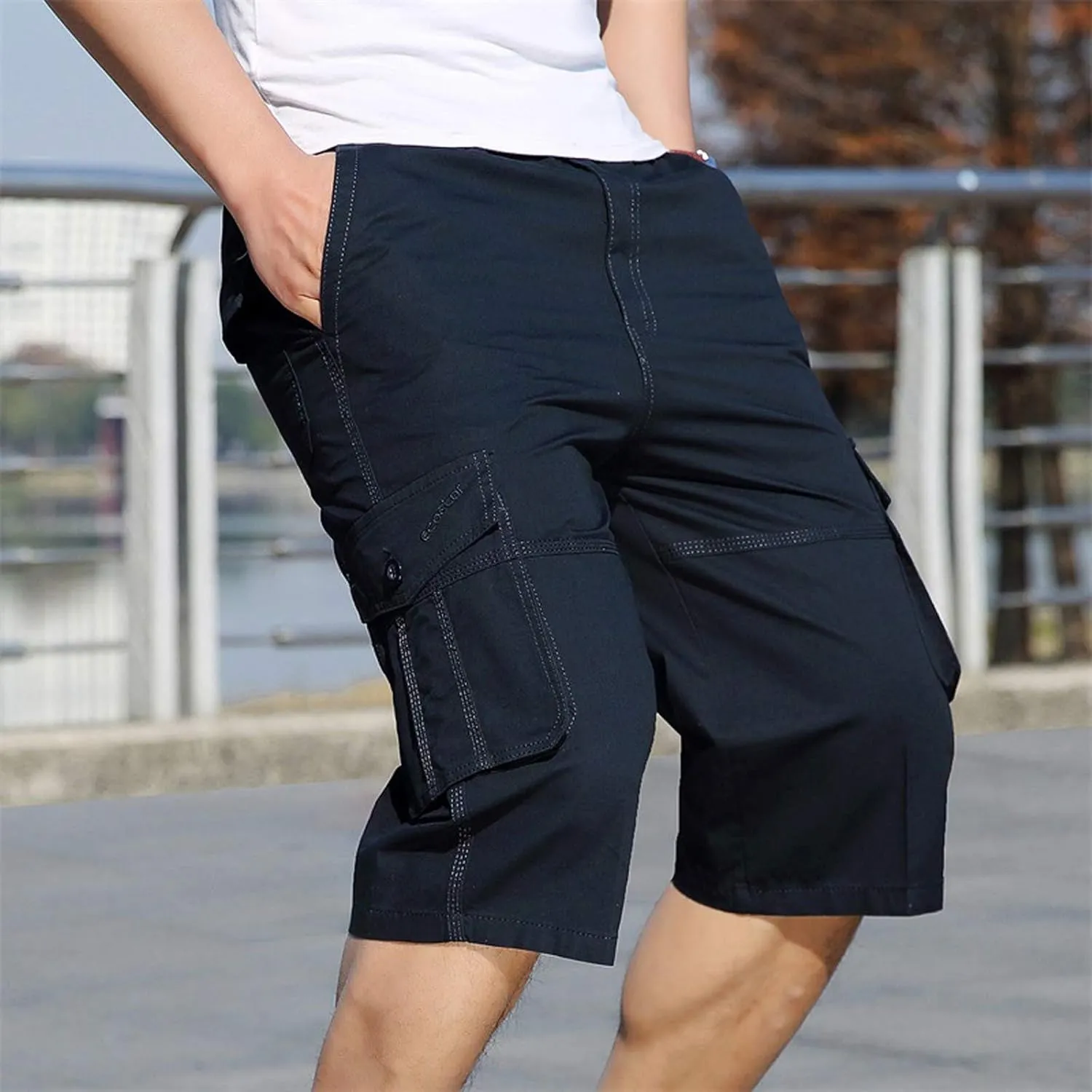 Ymosrh Army Shorts for Men Fashion Zipper Outdoors Pocket Shorts Sports Overalls Casual Pants Mens Kakies Shorts