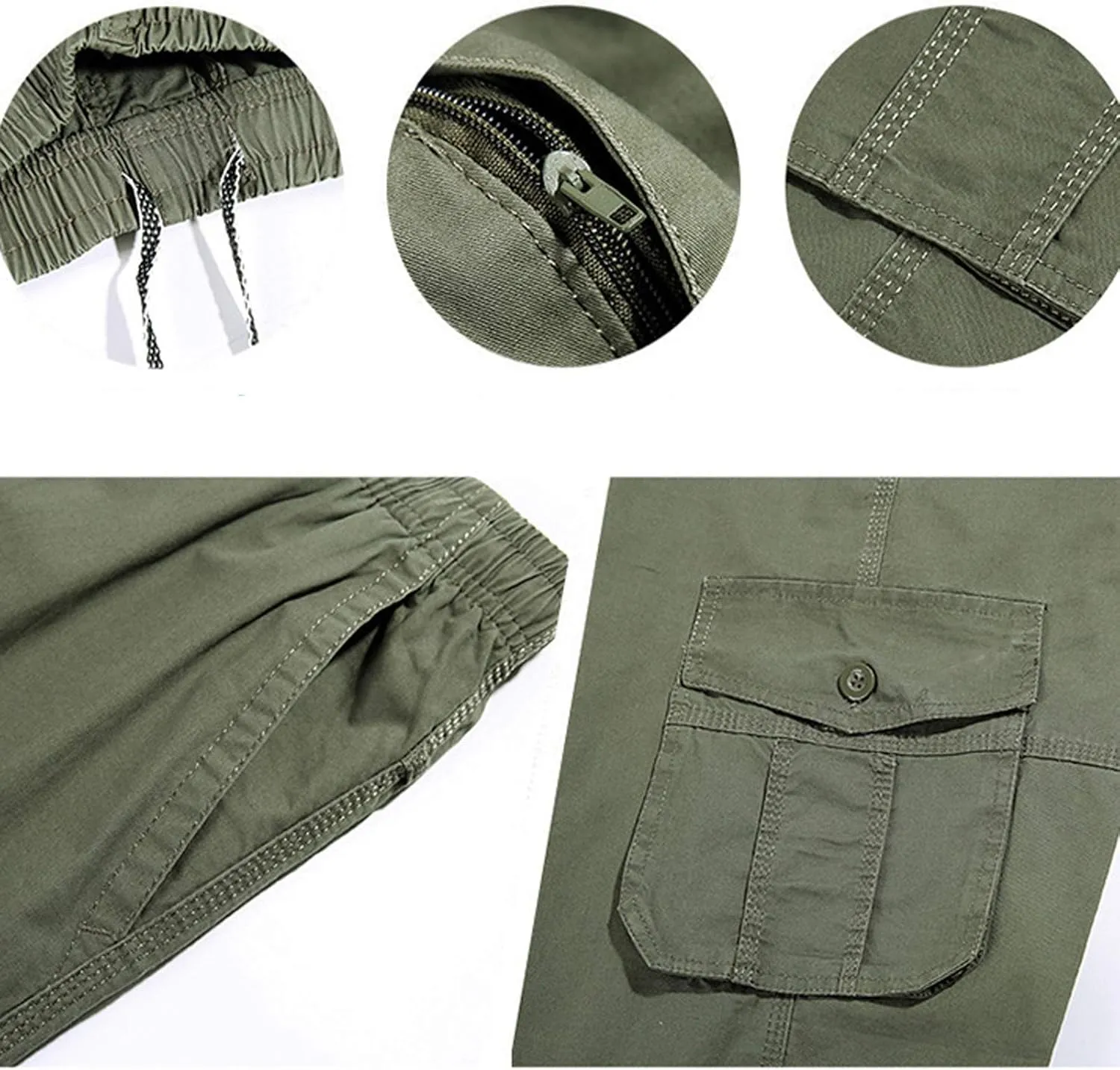 Ymosrh Army Shorts for Men Fashion Zipper Outdoors Pocket Shorts Sports Overalls Casual Pants Mens Kakies Shorts