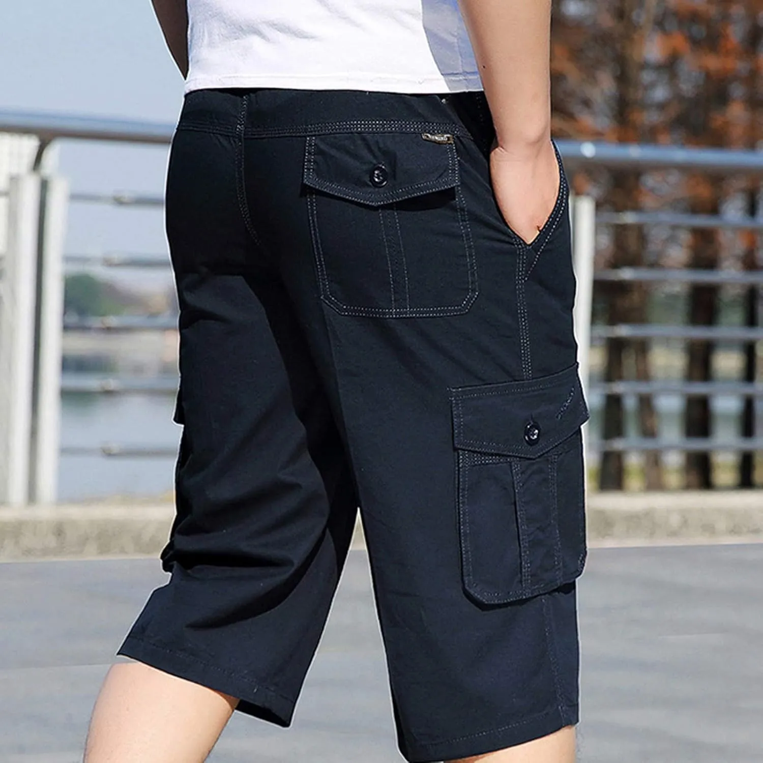 Ymosrh Army Shorts for Men Fashion Zipper Outdoors Pocket Shorts Sports Overalls Casual Pants Mens Kakies Shorts