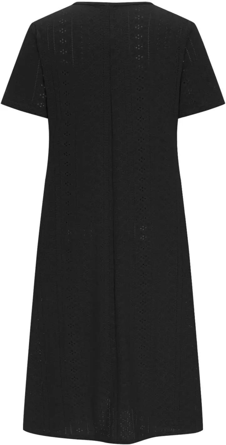 ZDRZK Sundresses for Women Eyelet Embroidery Solid Color Long Maxi Dresses Pockets Hollow Out Casual Dresses 2024 Trendy